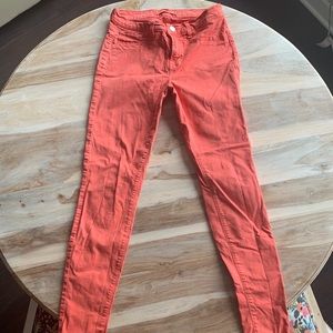 J Brand Skinny Coral Tangerine Jeans